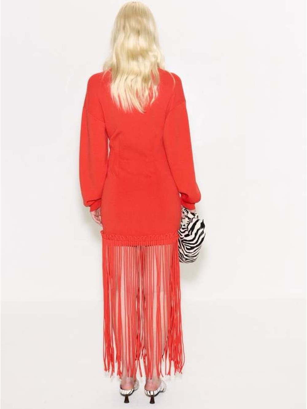 Simon Miller Wallis Knit Fringe Dress in Coral Red - Picture 4 of 5